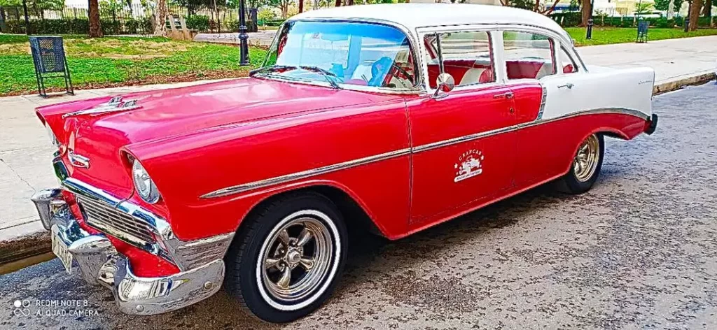 rent a vintage car for a day chevrolet Bel air 1956 hard top car with air-conditioned in havana by classic car rental cuba